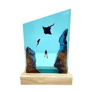 Seascape Ocean Resin Night Light Lamp Stingray Diver
